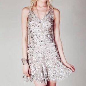 Free People Silver Sequin Shimmy Shimmy Dress